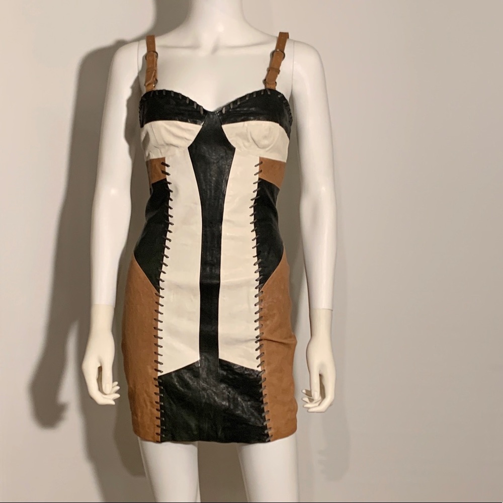 Allsaints Patchwork Leather Dress